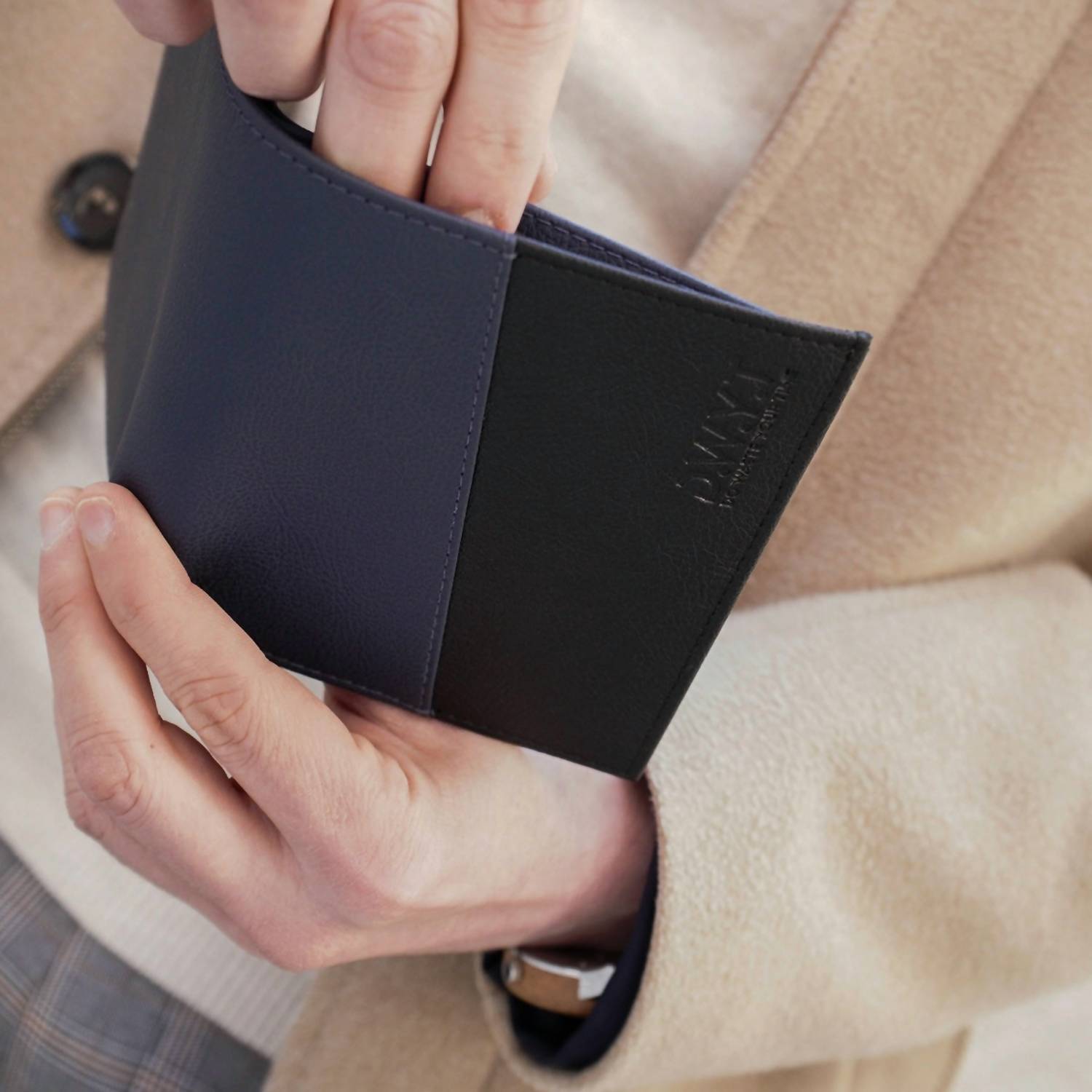 D.W.Y.T. Men's L'acidulé Wallet in blue black - men's bag - detail view