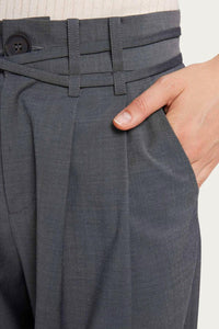 WIDE-LEG BELTED WOOL-BLEND TROUSERS