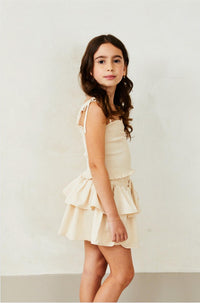 THEME Georgia Smocked Top in champagne - kids' blouse - alternate view