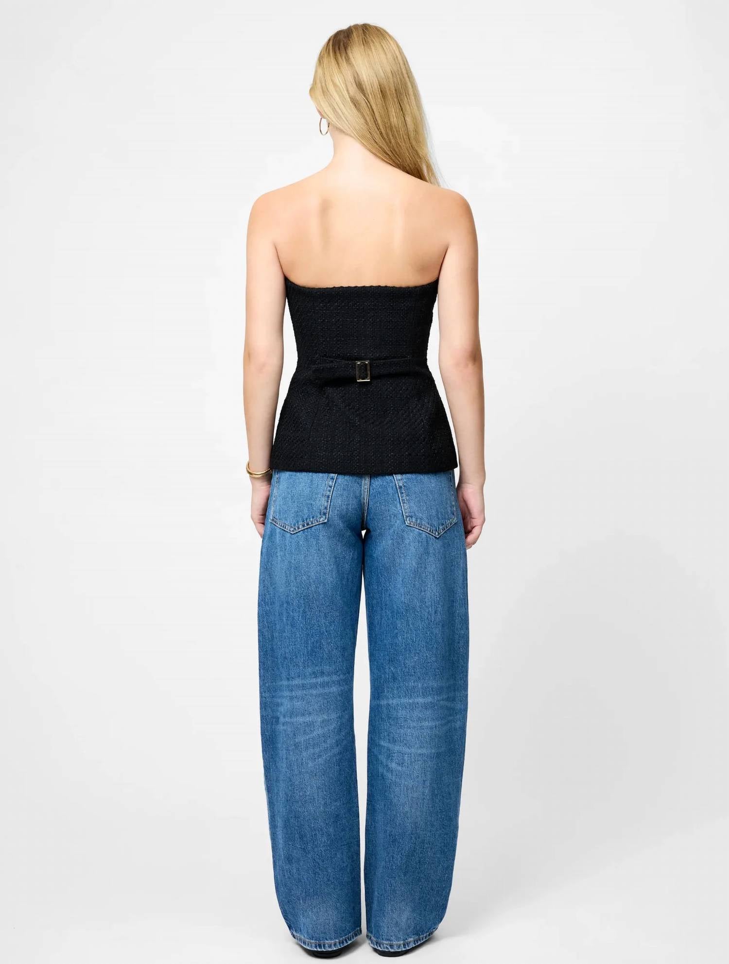 French Connection - Structured Tweed Strapless Top