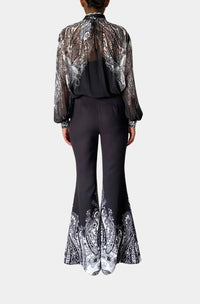 HEMANT & NANDITA Viri High Neck With Cami Top in black white - women's blouse - view 5