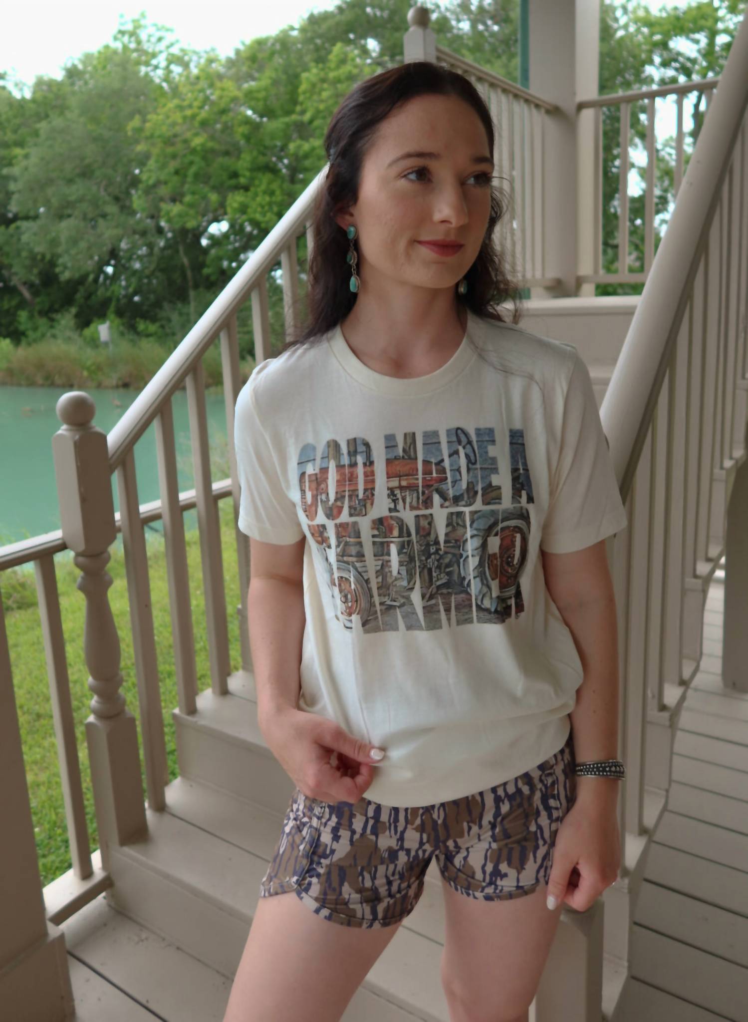BELLA + CANVAS God Made A Farmer Graphic Tee in white - women's t-shirt - alternate view