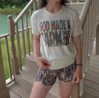 BELLA + CANVAS God Made A Farmer Graphic Tee in white - women's t-shirt - detail view