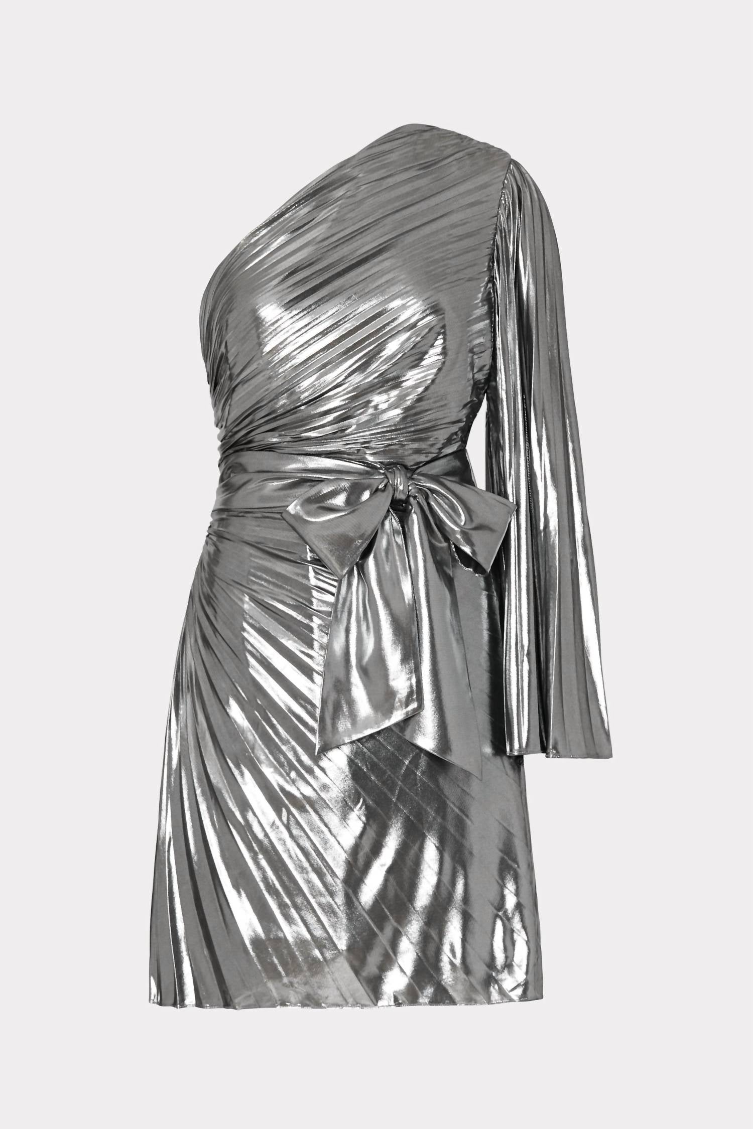 LINDEN PLEATED LAME DRESS