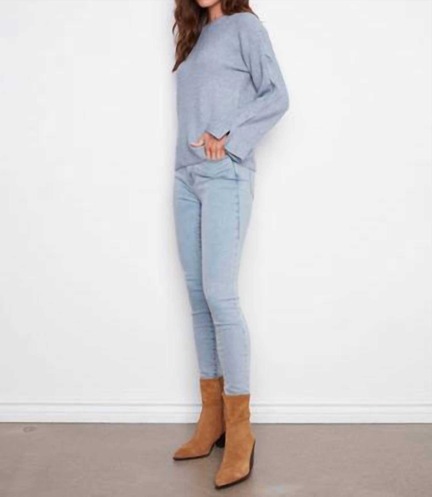 Charlie B - Crew Neck Sweater With Cable Sleeves