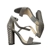 Dolce Vita Women's Suede Block Heel Sandal With Studs in smoke - women's heels