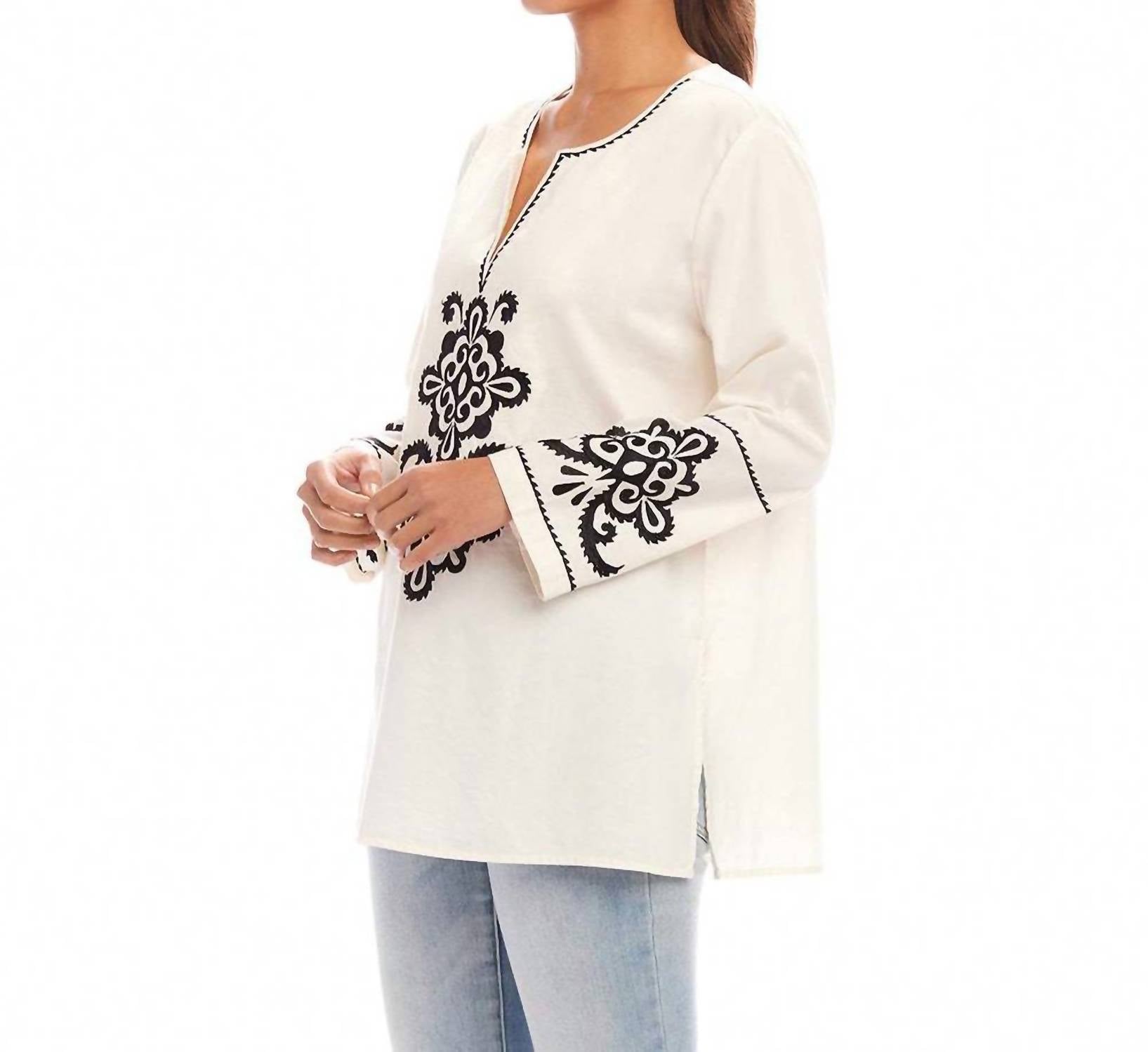 Karen Kane - Three-quarter Sleeve Embroidered Tunic