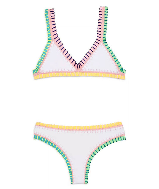 Pq Swim - Girl's Rainbow Embroidered Bikini