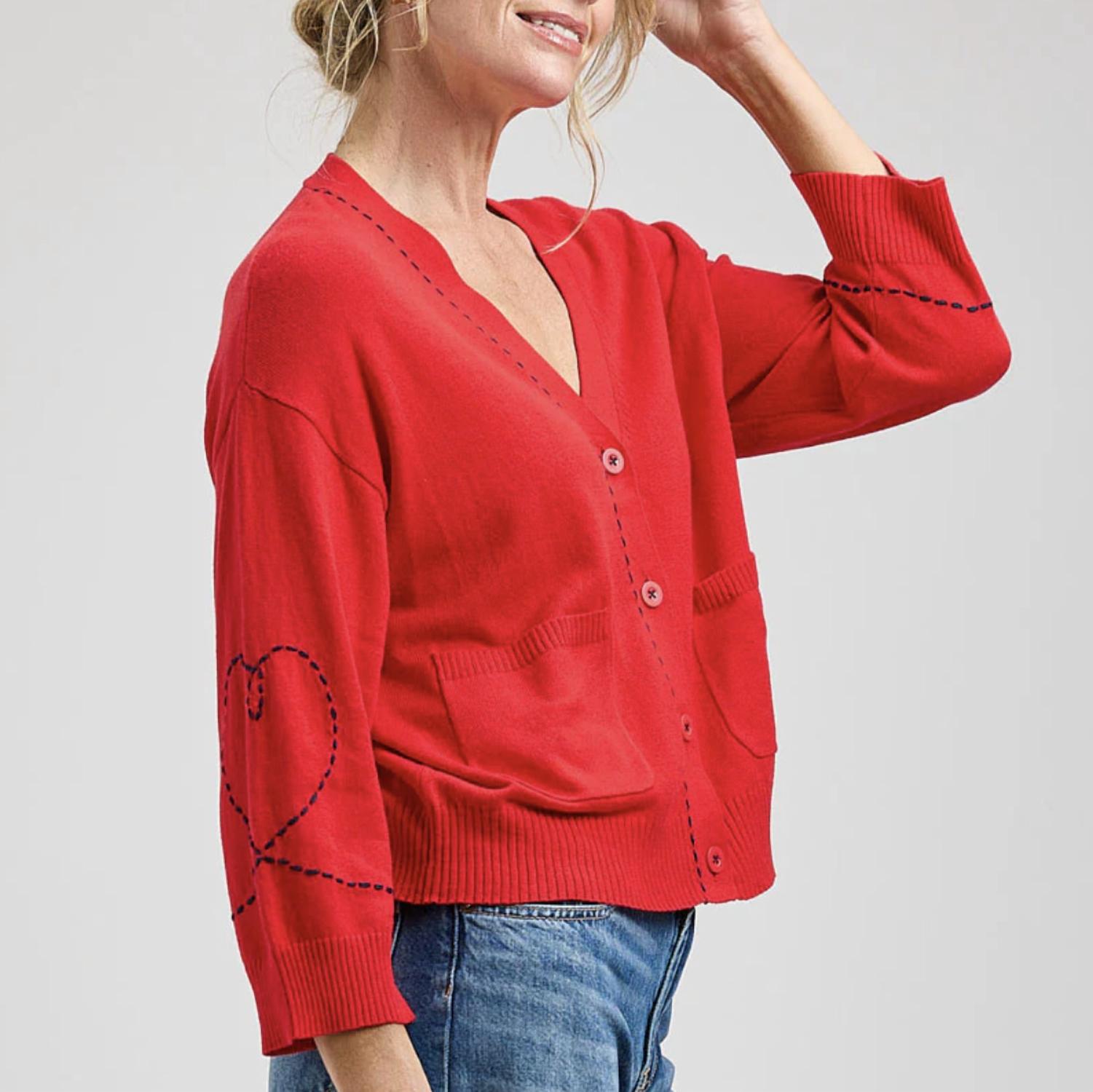 Zaket & Plover - Heart Wide Sleeve Cardigan