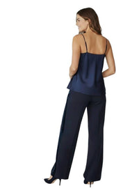 Talbot Runhof Wide Leg Tuxedo Stripe Formal Tweed Pant in blue - women's pants - alternate view