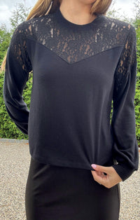 Red Haute - Posey Lace Detail Raglan Top