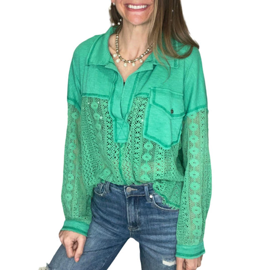 Pol - LACE and CROCHET PULLOVER SHIRT