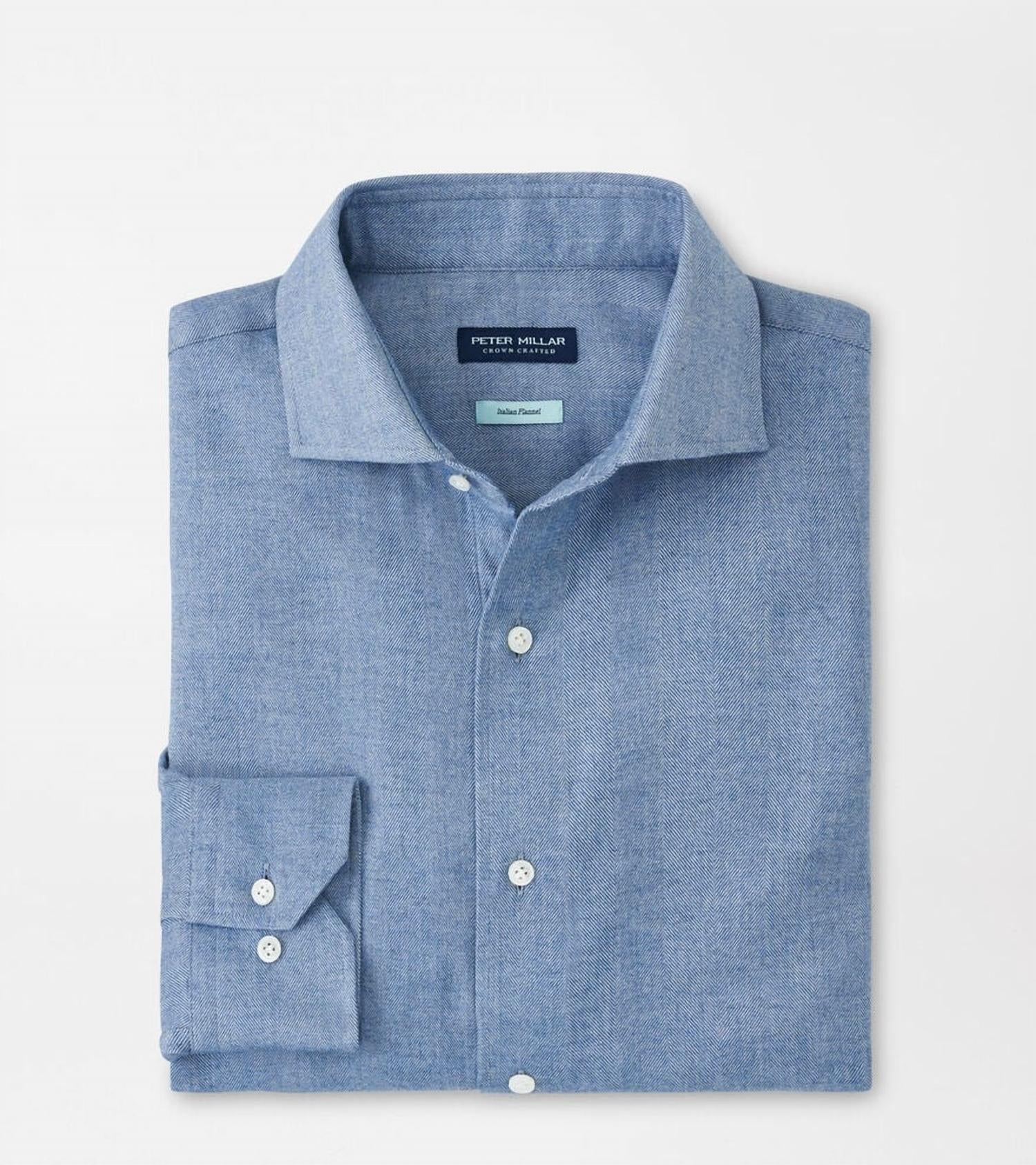 PETER MILLAR Brixen Italian Flannel Shirt in rain cloud - men's shirt - view 4