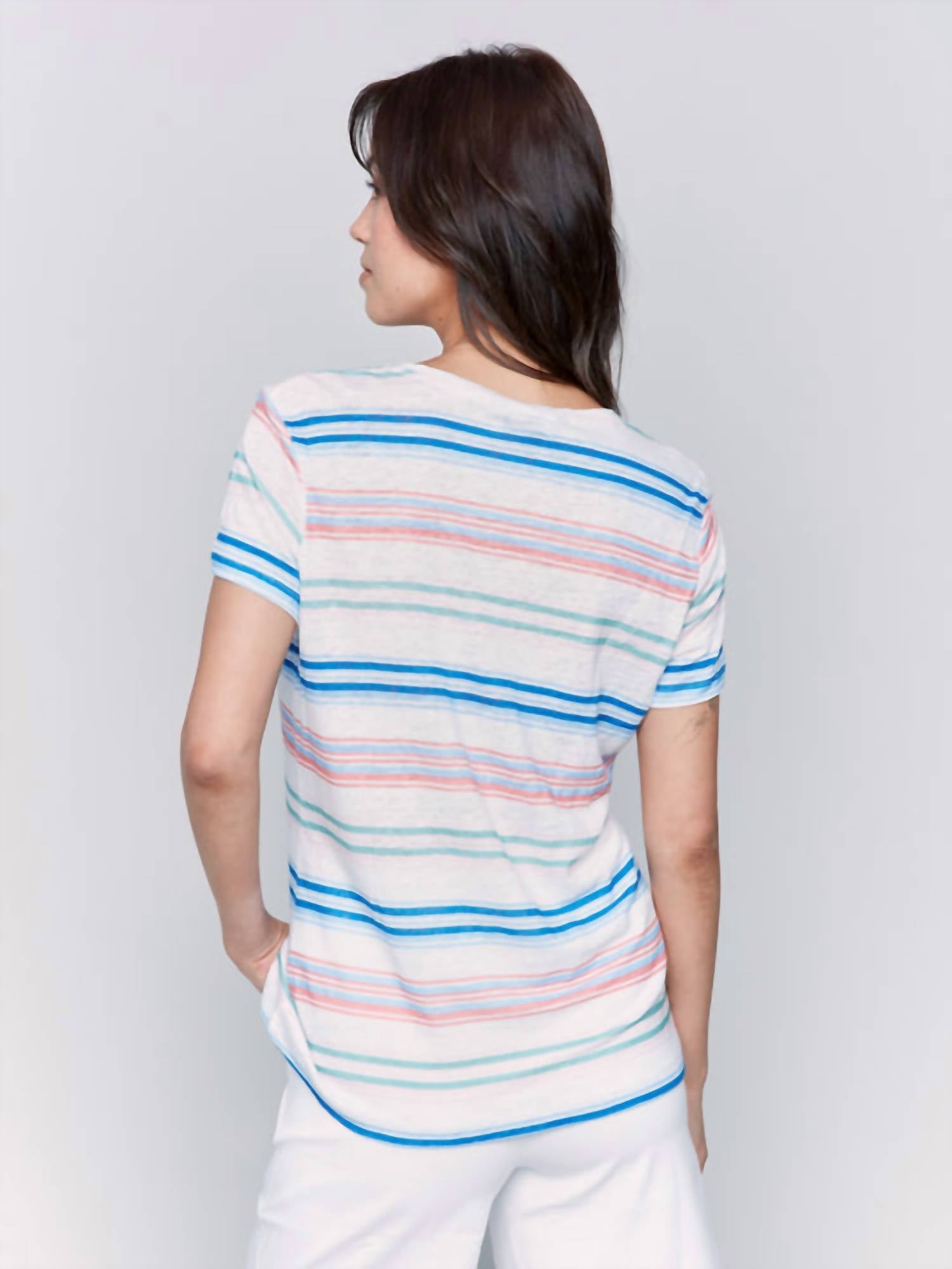 Charlie B - Printed V Neck Short Sleeve Tee