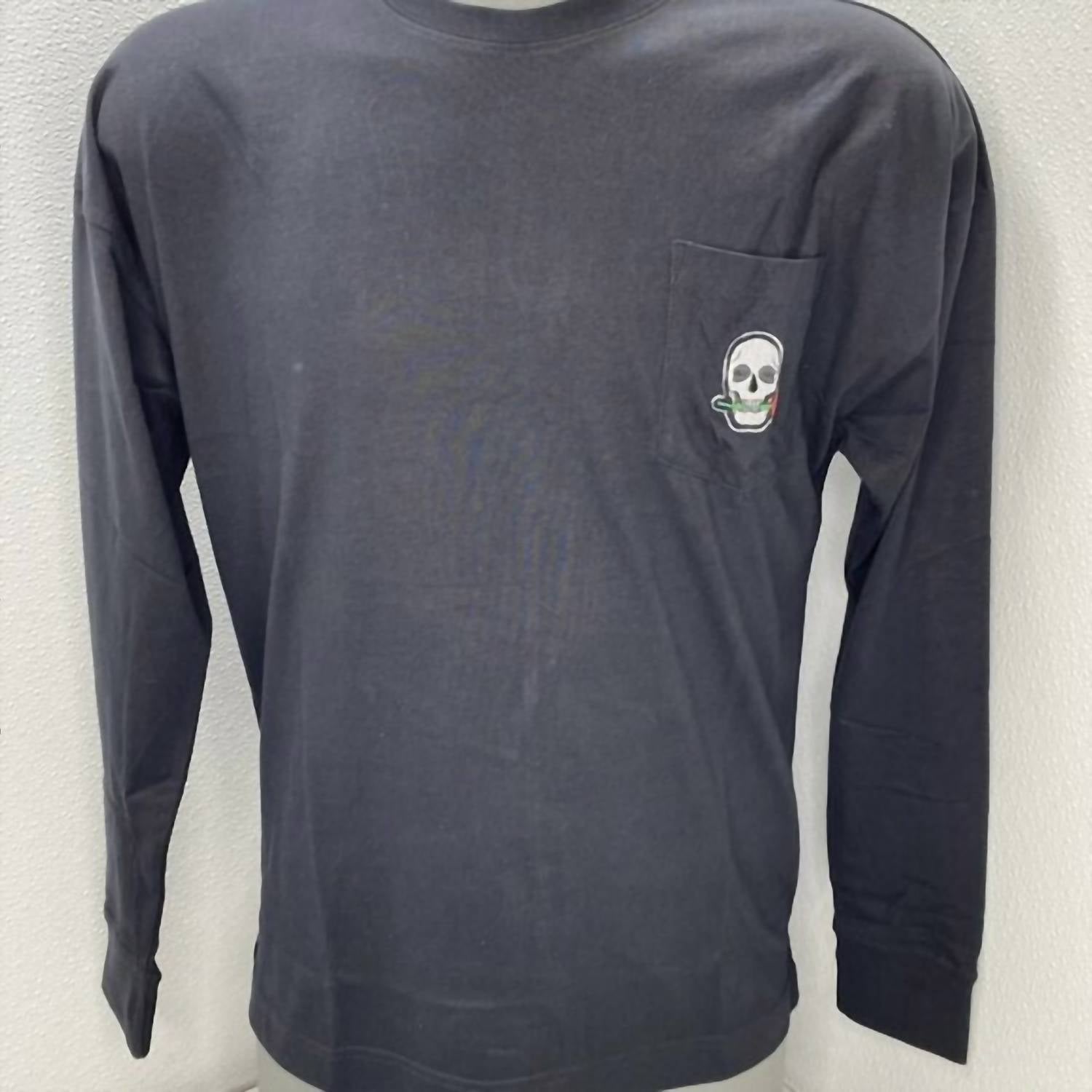 Robert Graham Men’s Las Vegas Embroidered Skull Long Sleeve T-shirt in black - men's long sleeve top