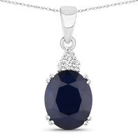 Diana M Jewels Women's Oval Natural Sapphire Pendant Necklace (4.41 Ct) - Statement in 14k white gold - women's jewelry