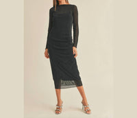 Miou Muse - Sheer & Shimmer Midi Dress