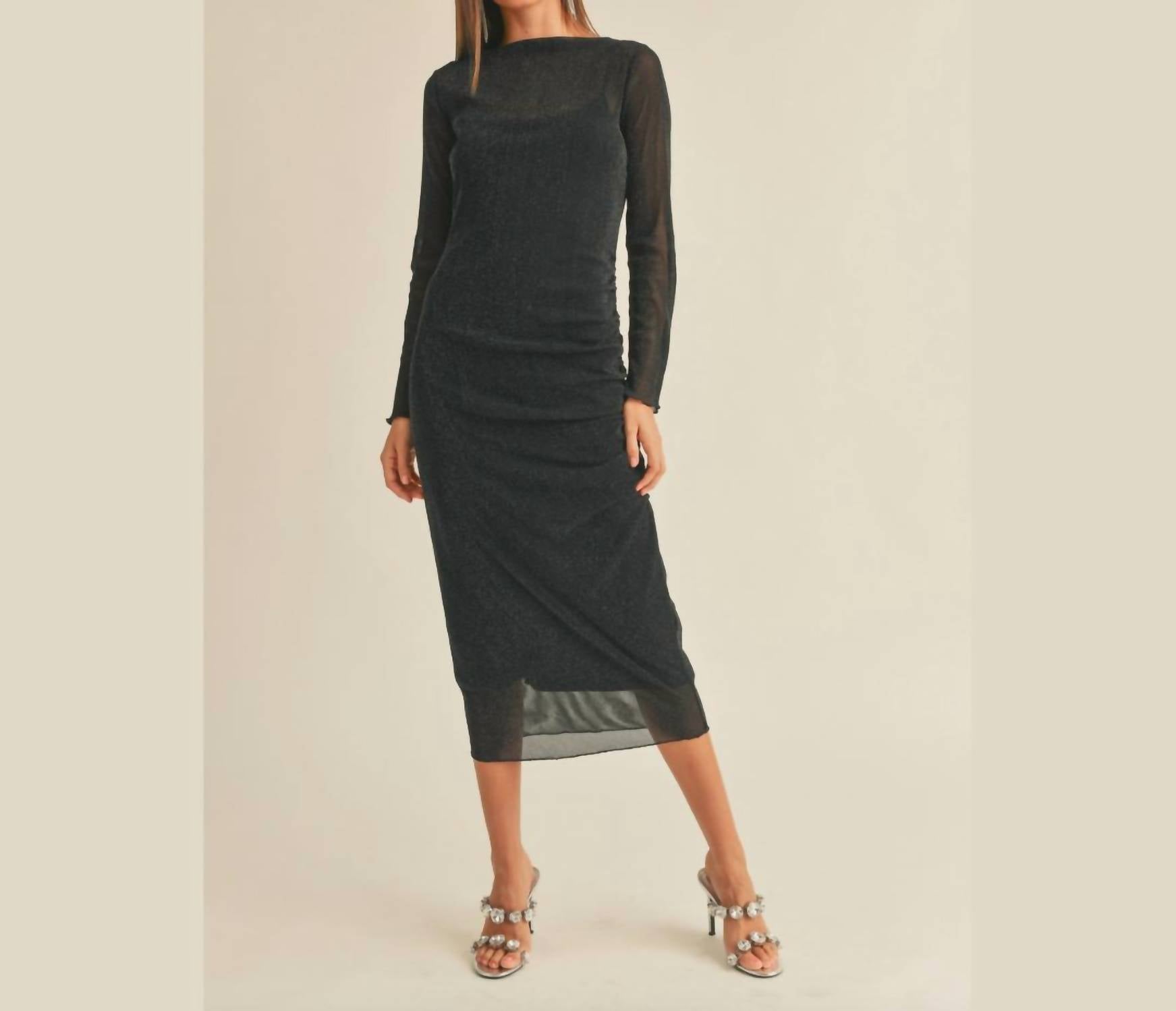 Miou Muse - Sheer & Shimmer Midi Dress