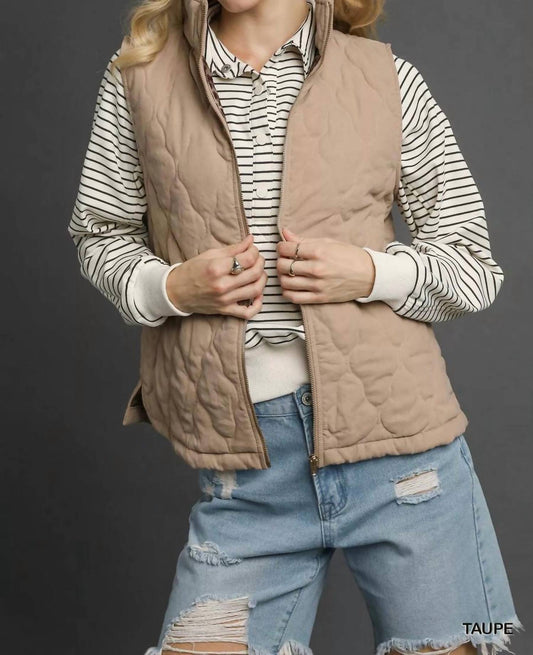 Umgee - Quilted Vest With Leopard