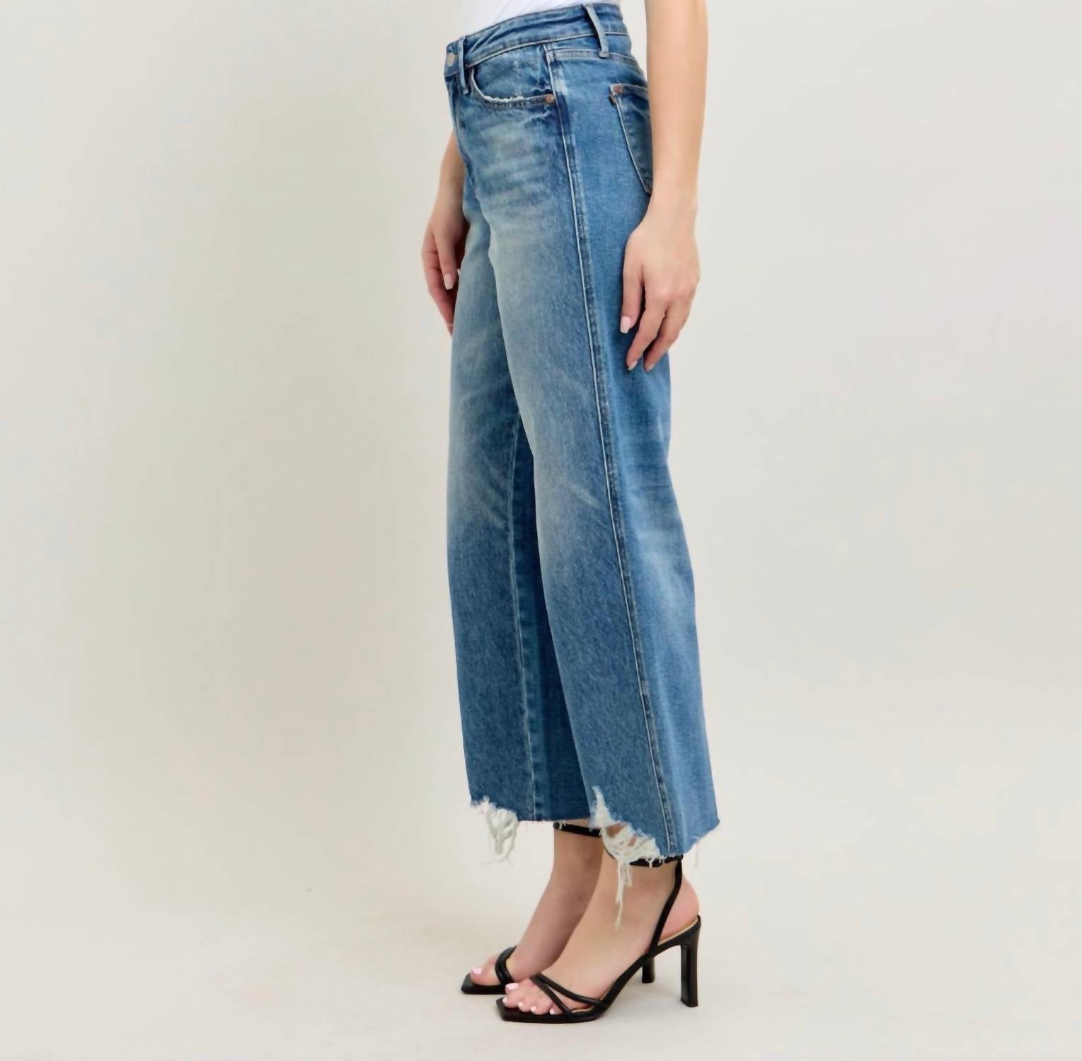 Judy Blue - High Waist Rigid Magic Destroy Hem Crop Jeans