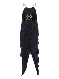 Loewe Embellished Draped Silk Halterneck Midi Dress With Large Logo Back in black - women's dress - view 6