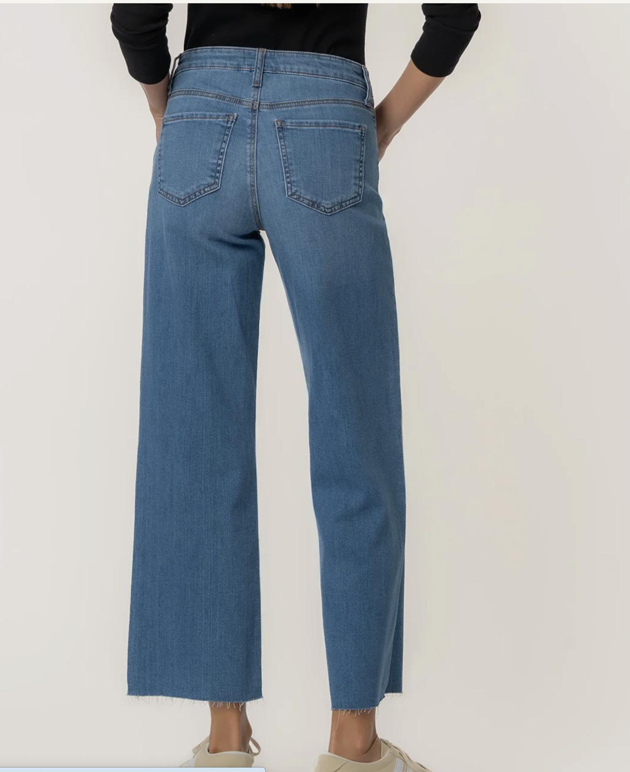 KUT FROM THE KLOTH Charlotte High Rise Wide Leg Jeans in soaring - women's jeans - detail view
