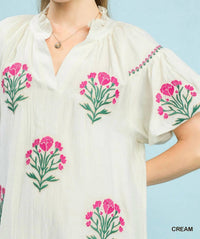 Umgee - Boho Floral Embroidered Mini Dress