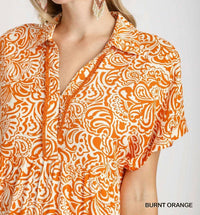 umgee Floral Paisley Mixed Print Tiered Dress in orange - women's dress - alternate view