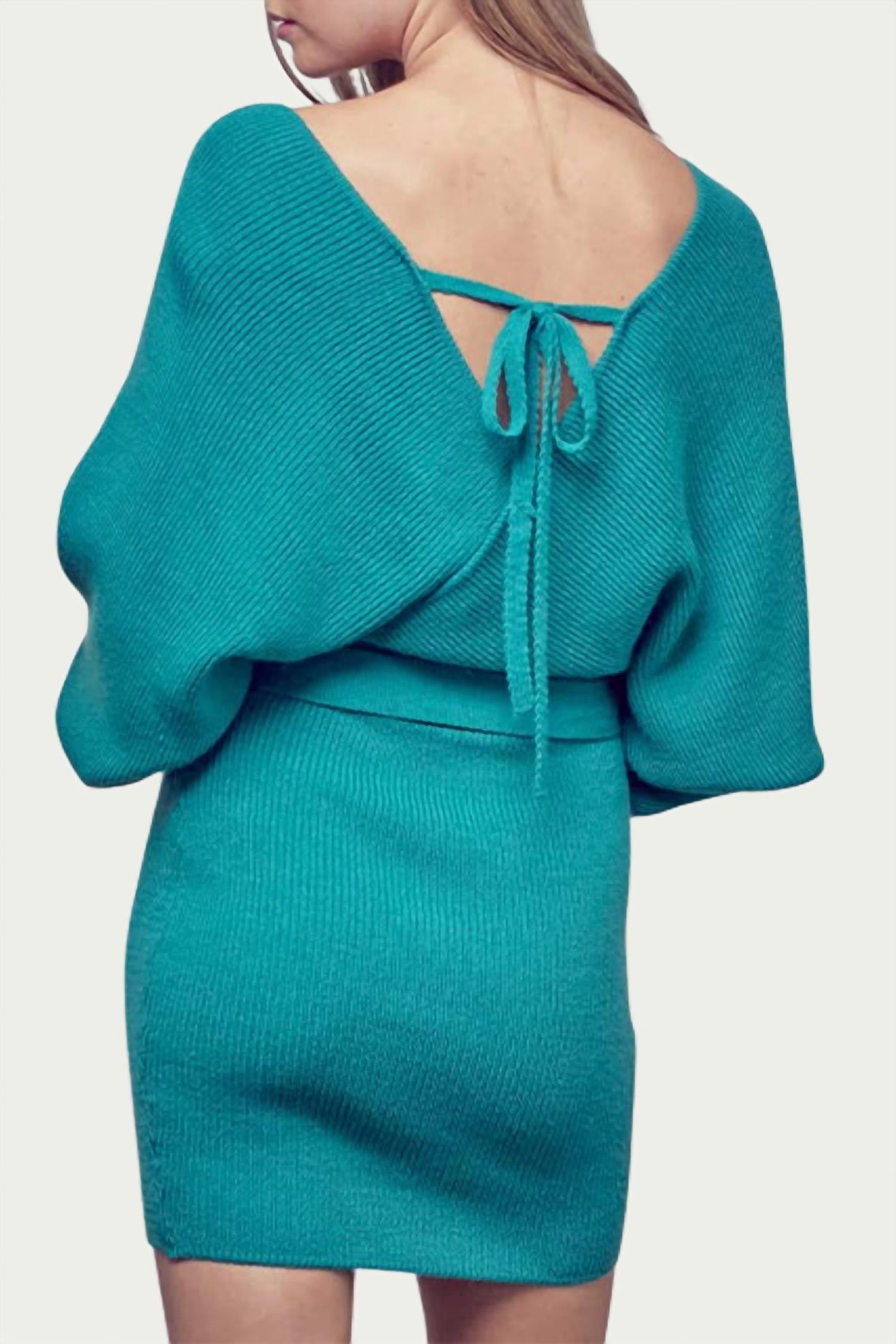 WRAP-EFFECT RIBBED-KNIT MINI DRESS