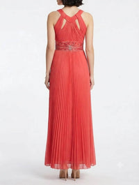 Sue Wong - Halter-Style Beaded Waist Accordion Dress