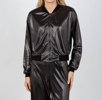 Lola & Sophie Metallic Dot Bomber Jacket in black - women's jacket - view 4