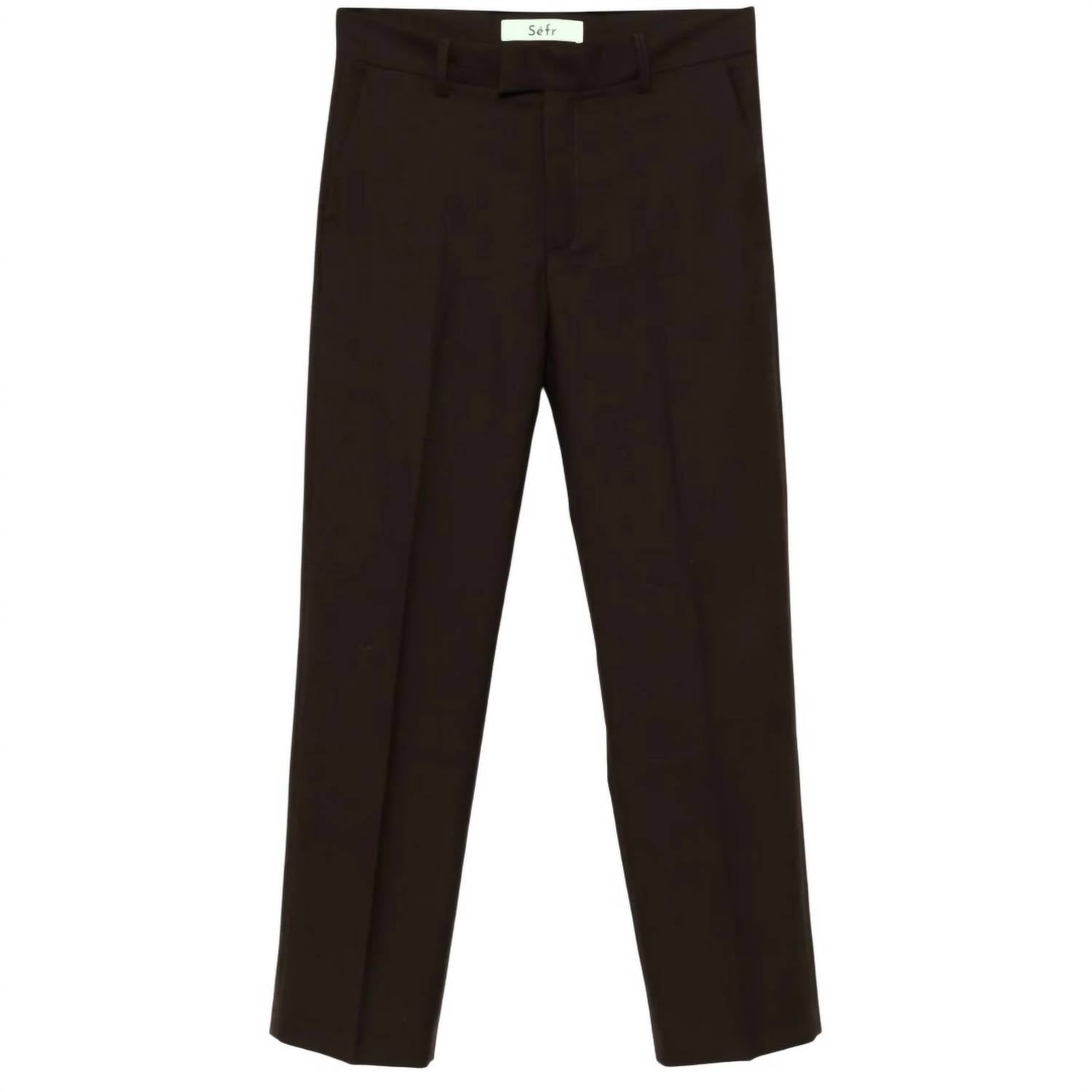 Sefr Mike Suit Trouser Pants in sludge brown wool - women's pants - view 4