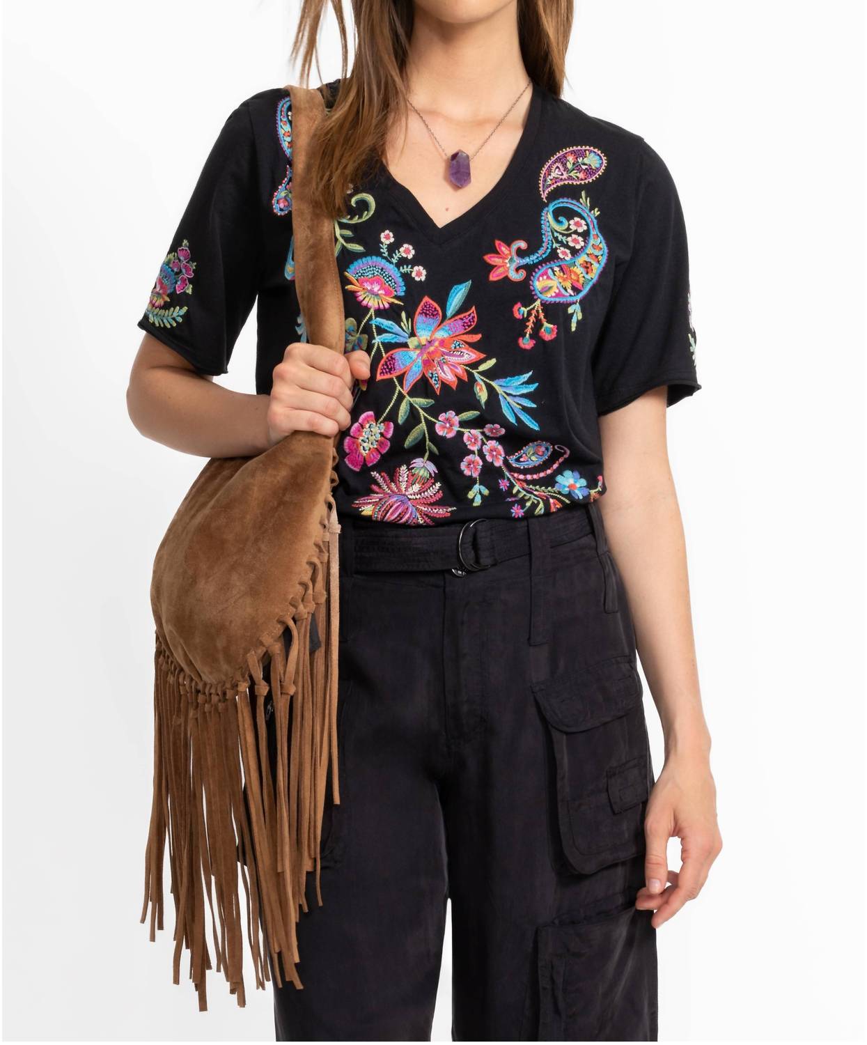 Johnny Was - Raw Hem V Neck Tee