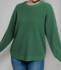 42Pops - High Low Basic Waffle Sweater