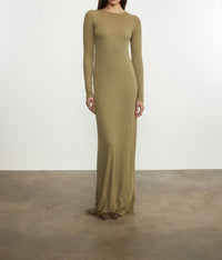 Enza Costa - SILK RIB LONG SLEEVES CREWNECK FLUID DRESS