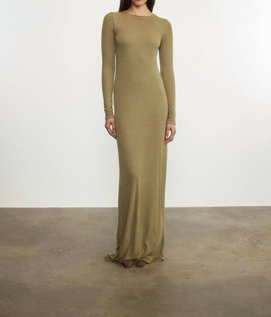 Enza Costa - SILK RIB LONG SLEEVES CREWNECK FLUID DRESS