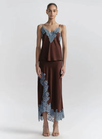 A.L.C. - Olivia Satin And Lace Midi Skirt