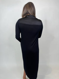 Bella Dahl Rib Button Down Shirt in black - women's dress - detail view