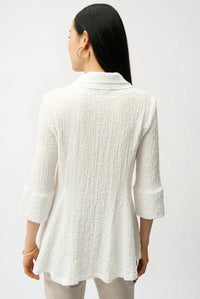 Joseph Ribkoff Relaxed Fit Button Closure Ladies Jacket in white - women's jacket - detail view