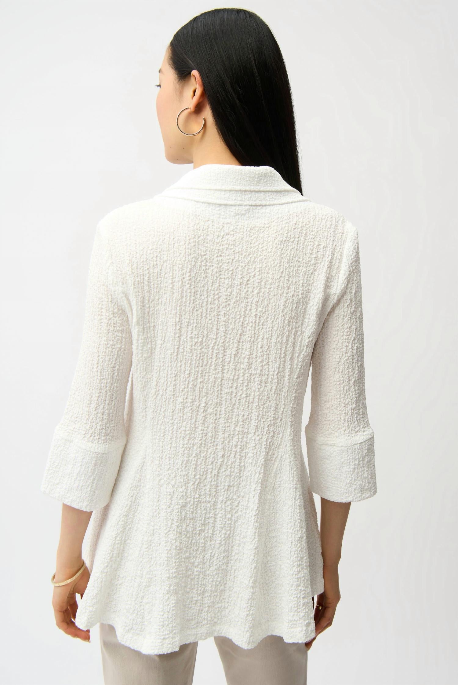 Joseph Ribkoff Relaxed Fit Button Closure Ladies Jacket in white - women's jacket - detail view