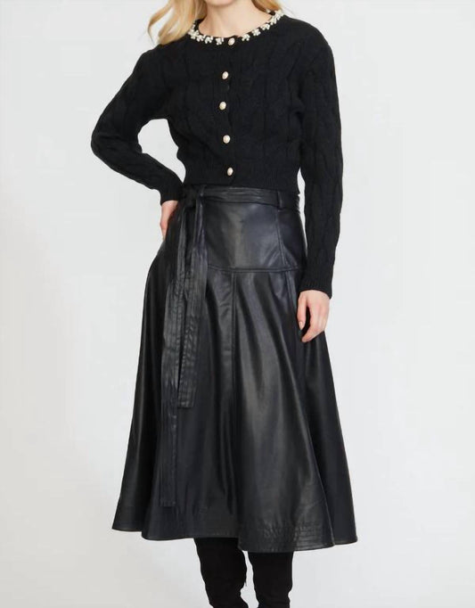 Stellah - Faux Leather Midi Skirt