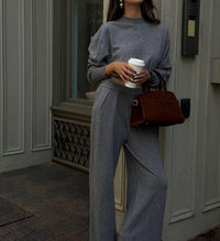 SER.O.YA Alya Knit Pleated Trousers in heather grey - women's pants - view 5