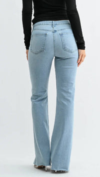 Just Black Denim - High Rise Scissor Cut Full Length Flare Jeans