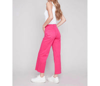 CHARLIE B Wide Leg Jean in punch pink - women's jeans - detail view