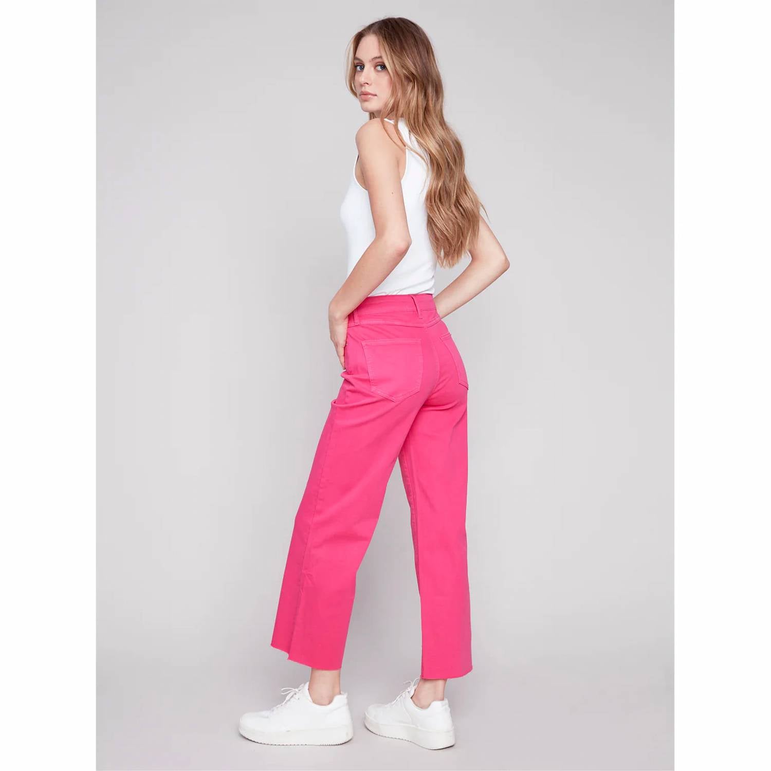 CHARLIE B Wide Leg Jean in punch pink - women's jeans - alternate view
