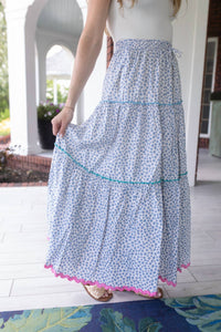 In February - Seaside and Stripes Tiered Maxi Skirt