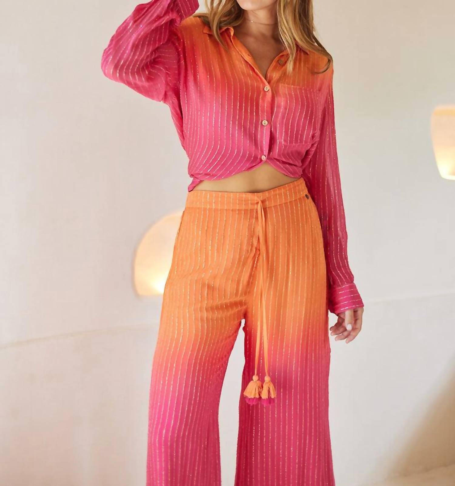 Z&L Europe Sunset Shirt in blush pink to dusky orange - women's shirt - view 5