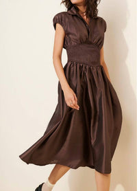 Hutch - Drop-waist Short-sleeve Iridescent Midi Dress