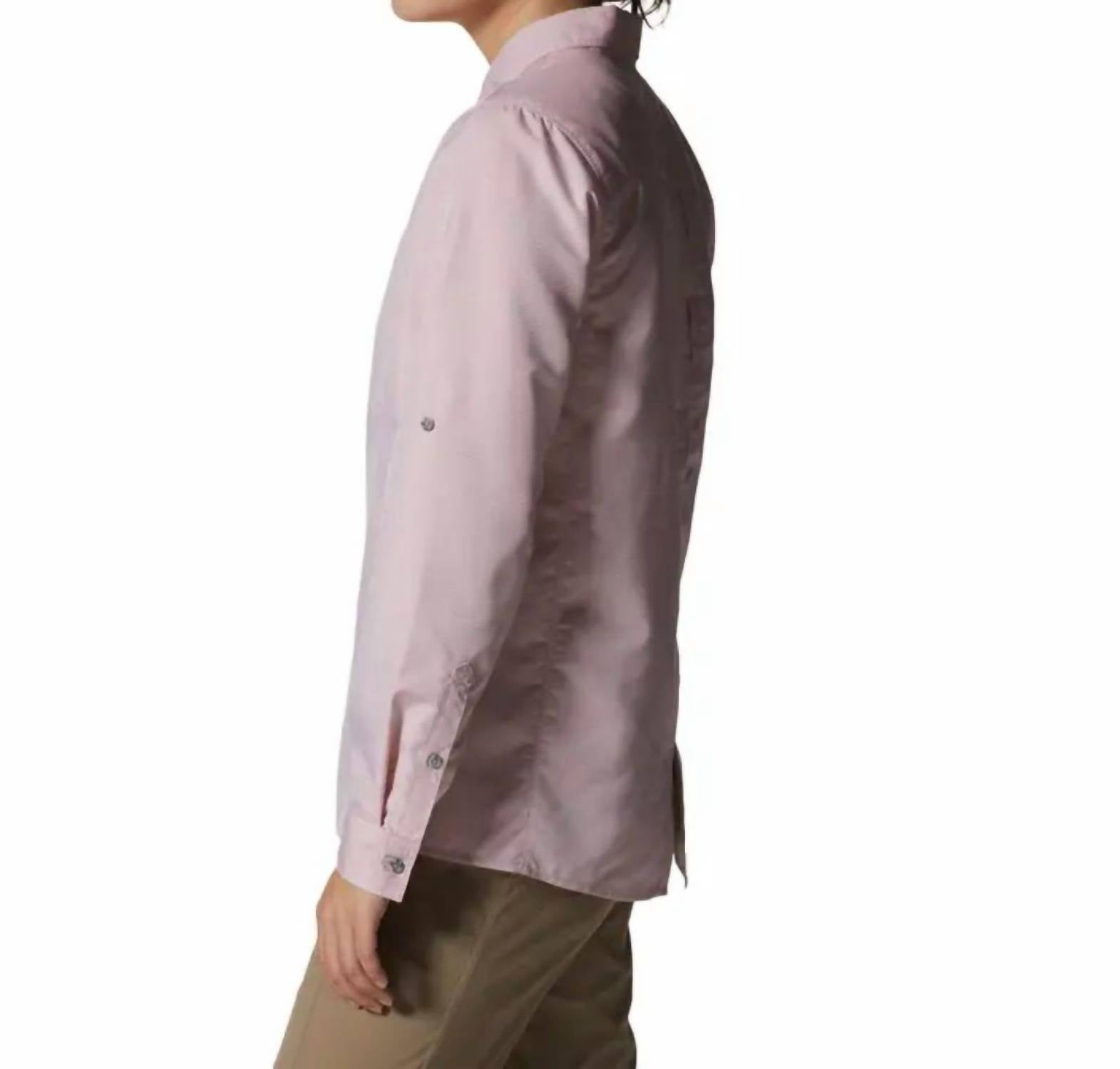 Mountain Hardwear Canyon Long Sleeve Shirt in rosehip - women's shirt - detail view