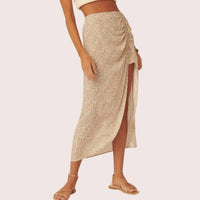 PROMESA Cora Floral Ruched Side Slit Skirt in multi - women's skirt